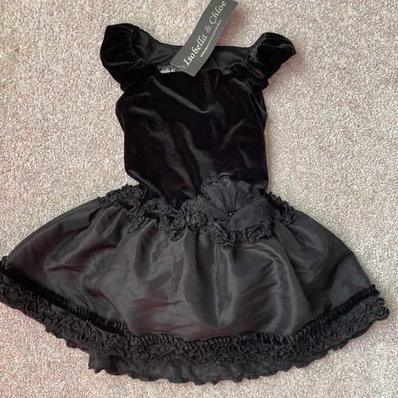 Toddler Black Velvet Holiday Dresses 2T - Picture 2 of 7